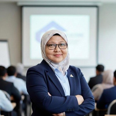 Suzana in front of a training class
